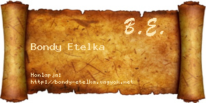 Bondy Etelka névjegykártya